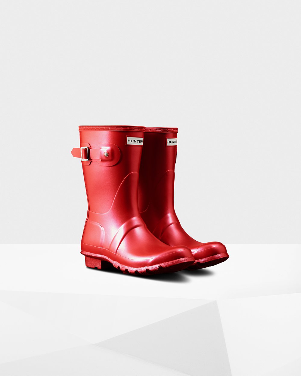 Womens Short Rain Boots - Hunter Original Nebula (78AEFMBGS) - Red